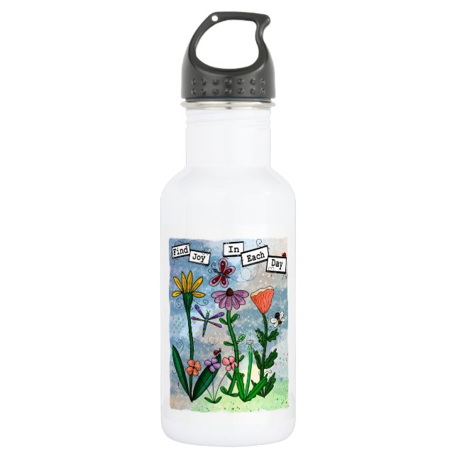 Find Joy in the Day  Stainless Steel Water Bottle (Front)
