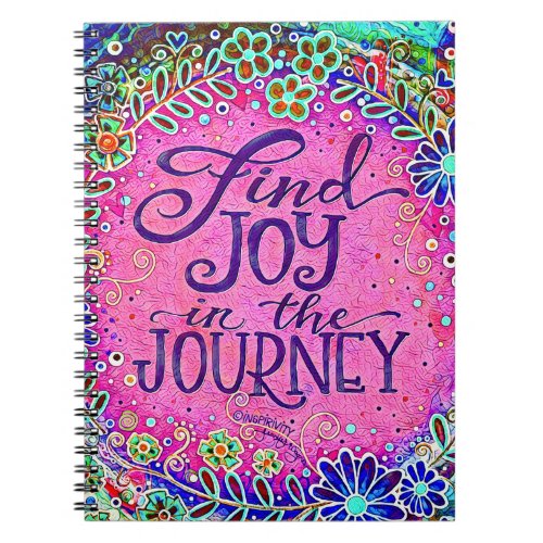 Find Joy in the Journey Pink Inspirivity Trendy Notebook