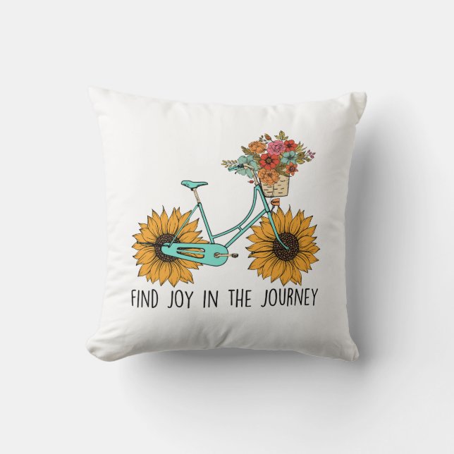 Find joy in the journey throw pillow (Front)