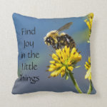 Find Joy in the Little Things Bee Throw Pillow