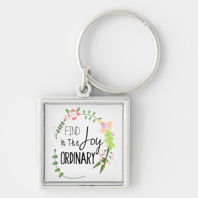 Find Joy In The Ordinary - Floral Wreath Keychain (Front)