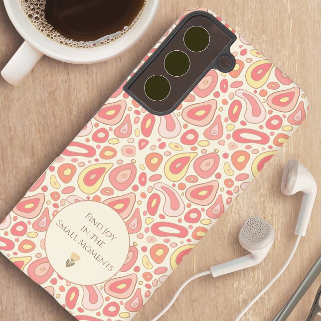 Find Joy in the Small Moments Phone Case (Inspirational Quote Phone Case | Uplifting Abstract Pattern with Floral Accent)