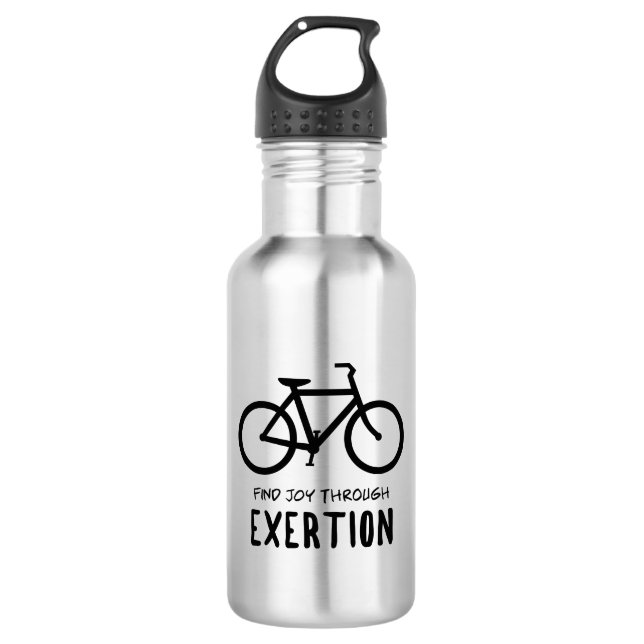 Find Joy Through Exertion Cycling Stainless Steel Water Bottle (Front)