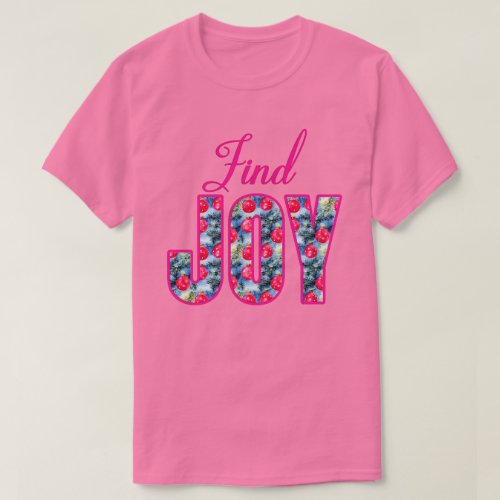 Find JOY Word Art in Fuchsia Pink and Teal Green T_Shirt