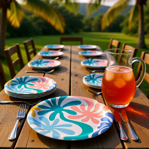 Find Me Under the Palms Tropical Summer Parties Paper Plates