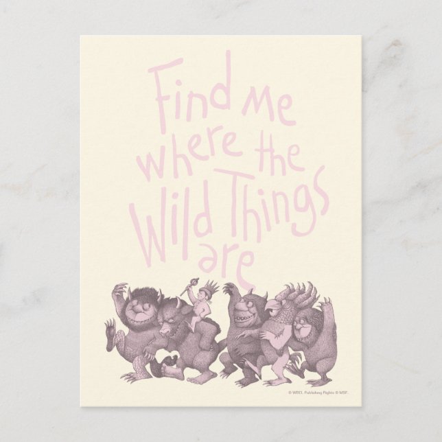 Find Me Where the Wild Things Are Postcard (Front)