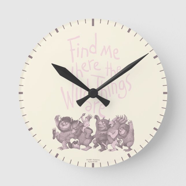 Find Me Where the Wild Things Are Round Clock (Front)