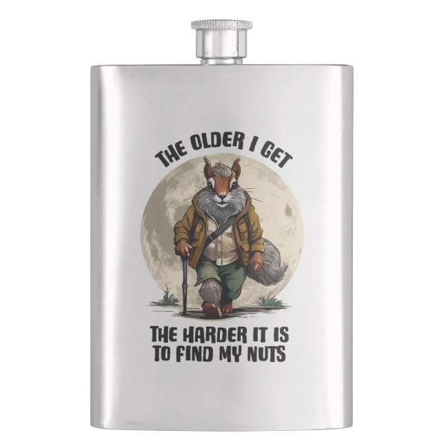Find My Nuts - funny squirrel Flask (Front)
