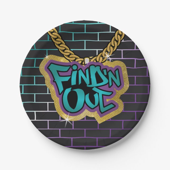 Find 'N Out Plate! Teal and Purple! Paper Plates (Front)