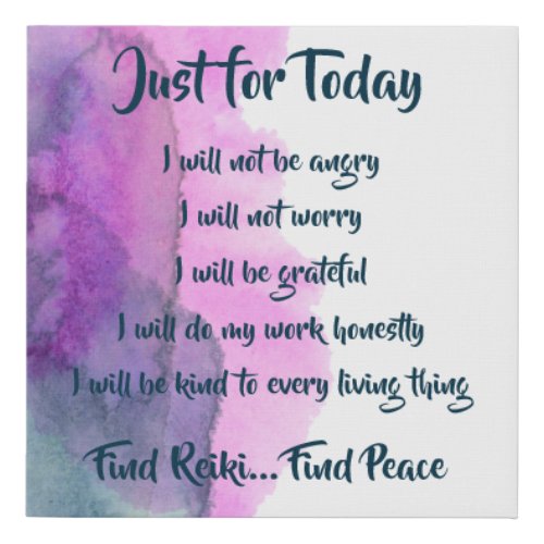 Find Reiki Find Peace Blue Purple watercolor Faux Canvas Print