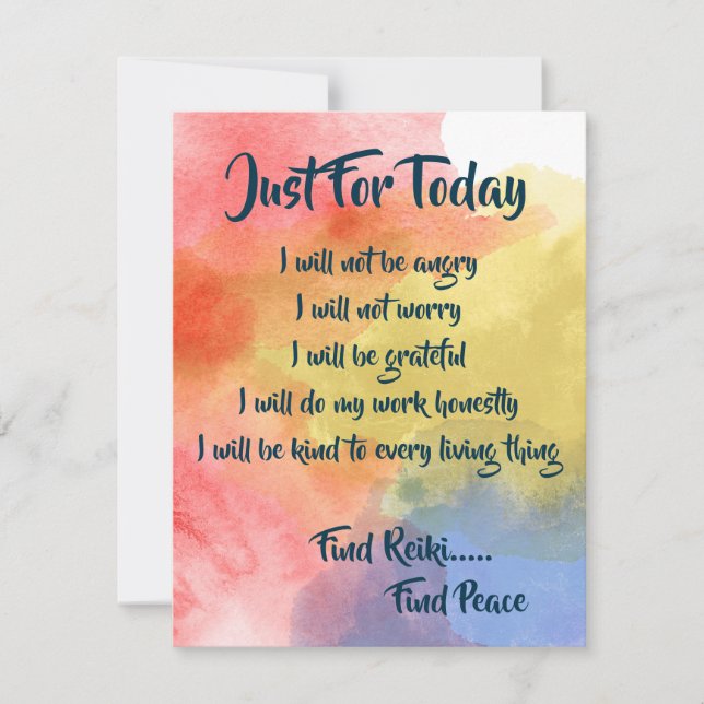 Find Reiki, Find Peace Watercolor print Card (Front)