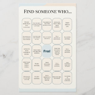 Find Someone Who Classroom Bingo Activity Stationery
