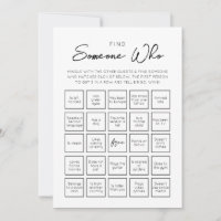 Find Someone Who Guests Bingo game Card