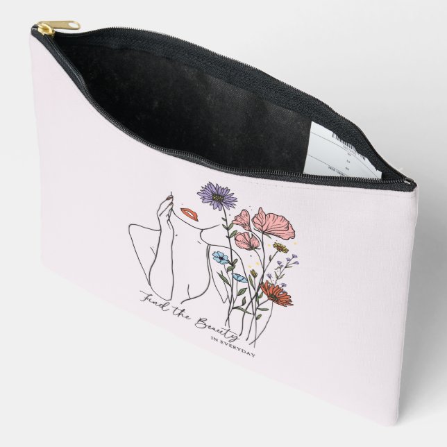 Find The Beauty In Everyday Inspirational Quote  Accessory Pouch (Open)