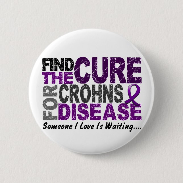 Find The Cure 1 CROHN’S DISEASE T-Shirts & Gifts Button (Front)
