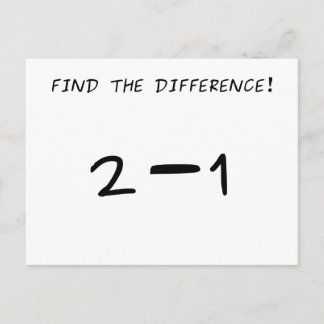 Find the difference! 2 minus 1 postcard