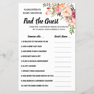 Find the guest baby shower bilingual game card flyer