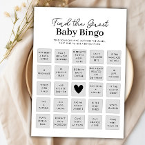 Find The Guest Baby Shower Bingo Game Card