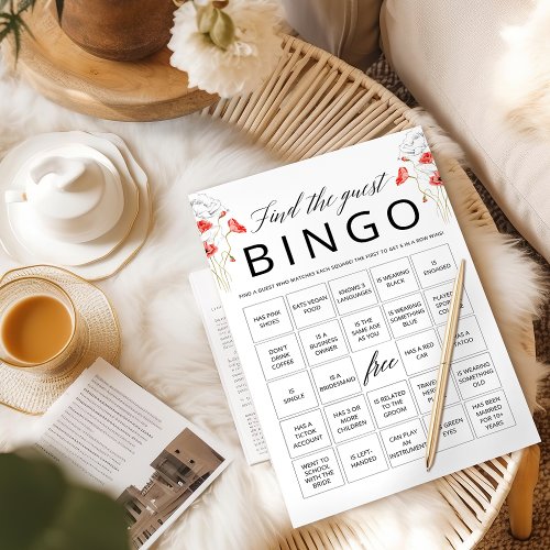 Find The Guest Bingo Bridal Shower Game Card