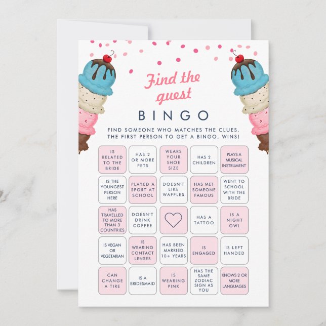 Find The Guest Bingo Bridal Shower Game Invitation (Front)