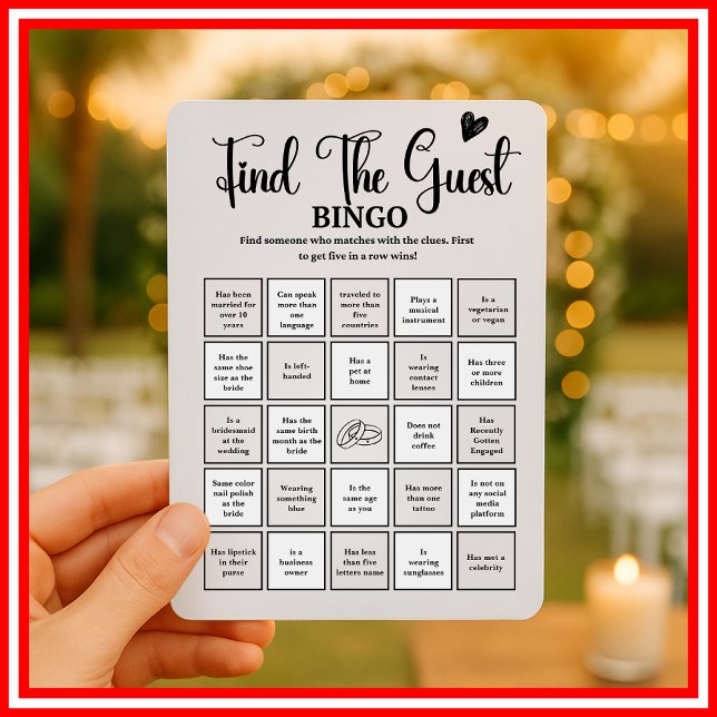 Find The Guest Bingo Bridal Shower Game Modern  Invitation (Creator Uploaded)