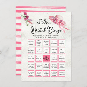 Find the Guest BINGO Derby Pink Hat Bridal game Invitation