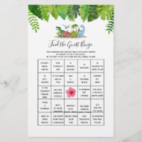 Find the Guest Bingo Dinosaur Baby Shower Game