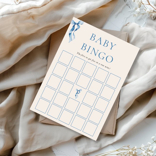 Find the guest Bingo Game Bow Baby Shower Card (Creator Uploaded)