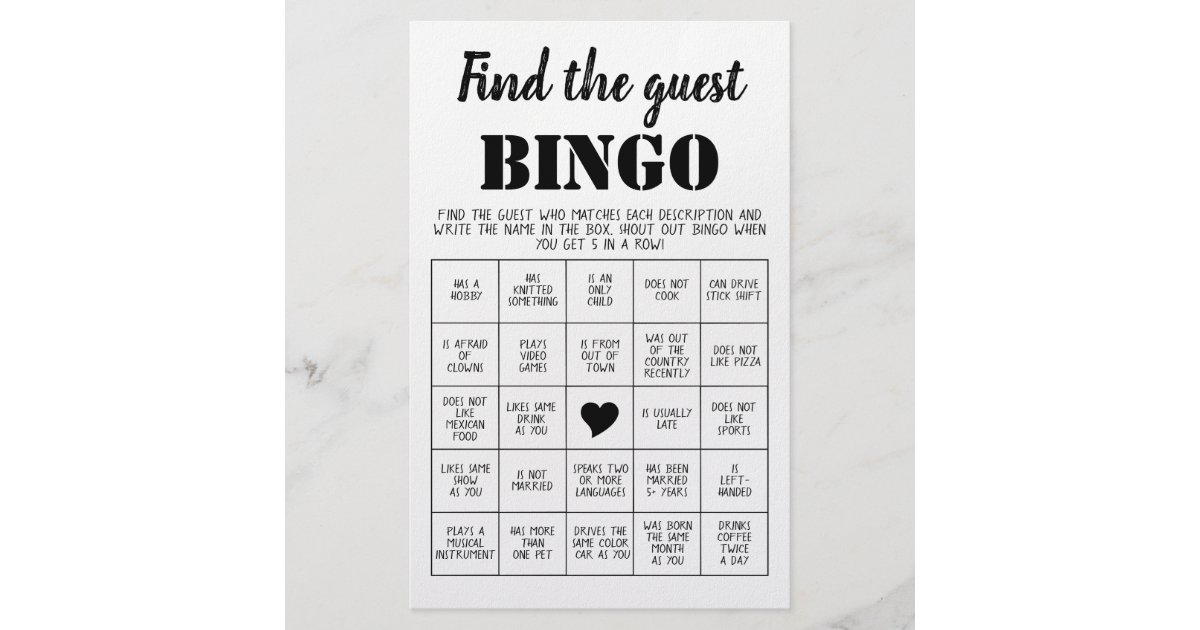 Find the Guest Bingo Game Card Flyer | Zazzle