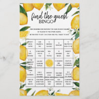 Find the Guest Bingo Lemon Baby Shower Game