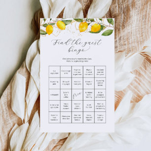 Find The Guest Bingo Lemon Citrus Baby Shower Game