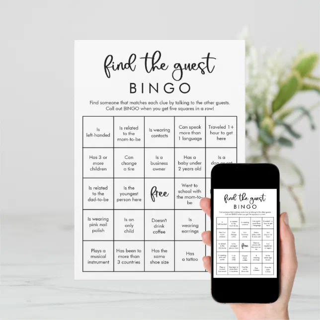 Find the guest bingo minimalist modern game invitation | Zazzle