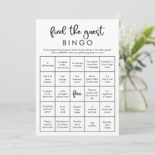 Find the guest bingo minimalist modern game invitation
