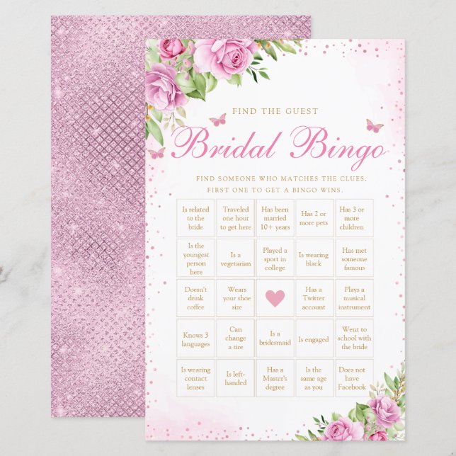 Find the Guest Bingo Shower Bingo Game (Front/Back)