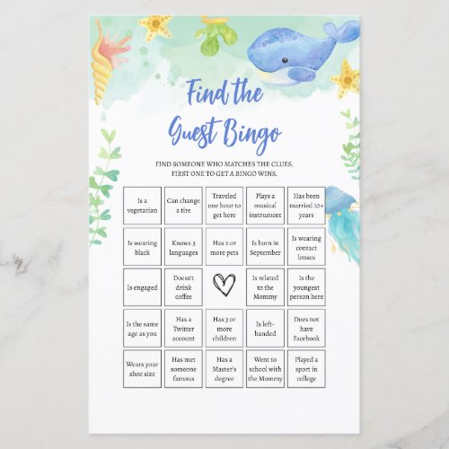 Find The Guest BINGO Summer Baby Shower Game