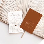 Find The Guest Bingo Terracotta Bridal Shower Game<br><div class="desc">Matching games available. The design features a handwritten font and modern minimalist design. Designed to coordinate with for the «AURORA» Wedding Invitation Collection. To change details, click «Personalize this template». View the collection link on this page to see all of the matching items in this beautiful design or see the...</div>