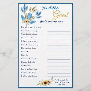 Find the Guest Bridal Game Card Flyer