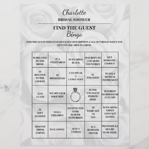 Find The Guest Bridal Shower Bingo Flyer