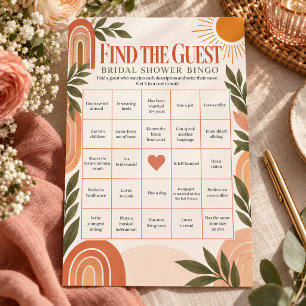Find the Guest Bridal Shower Bingo Terracotta Flyer