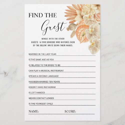 Find the Guest Bridal Shower Game