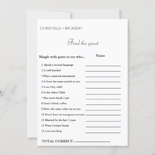 Find the guest bridal shower game announcement