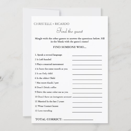 Find the guest bridal shower game announcement