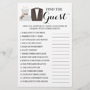 Find the Guest Bridal Shower Game Card Flyer