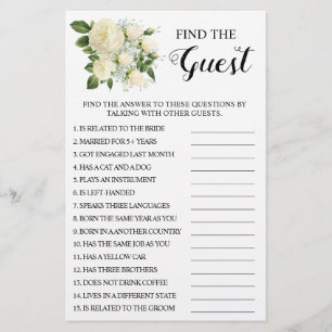 Find the Guest Bridal Shower Game Card Flyer