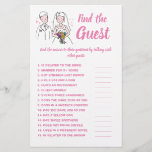 Find the Guest, Bridal Shower Game Card Pink Love Flyer