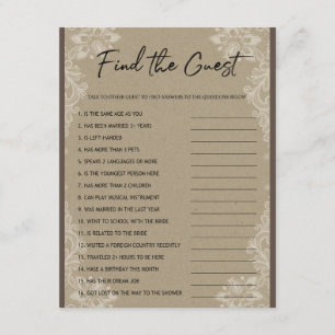 Find the Guest Bridal Shower Game Enclosure Card