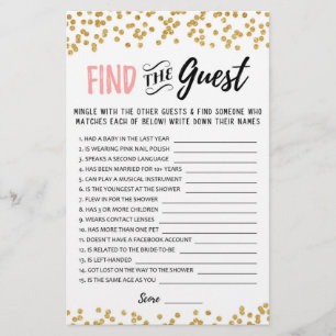 Find the guest Bridal Shower or Hen Party game