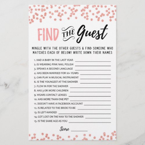 Find the guest Bridal Shower or Hen Party game