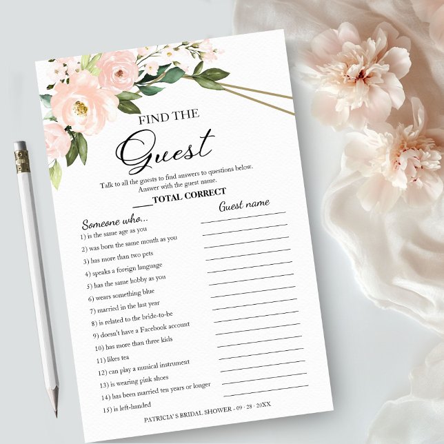 Find The Guest Game Floral Bridal Shower Game Flyer (Creator Uploaded)