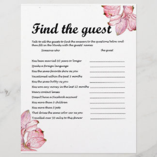 FIND THE GUEST GAME LETTERHEAD